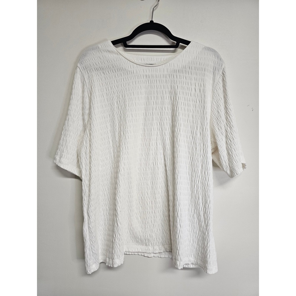 Isaac Mizrahi Live! White Textured Short‎ Sleeve Tshirt Women's Size XL